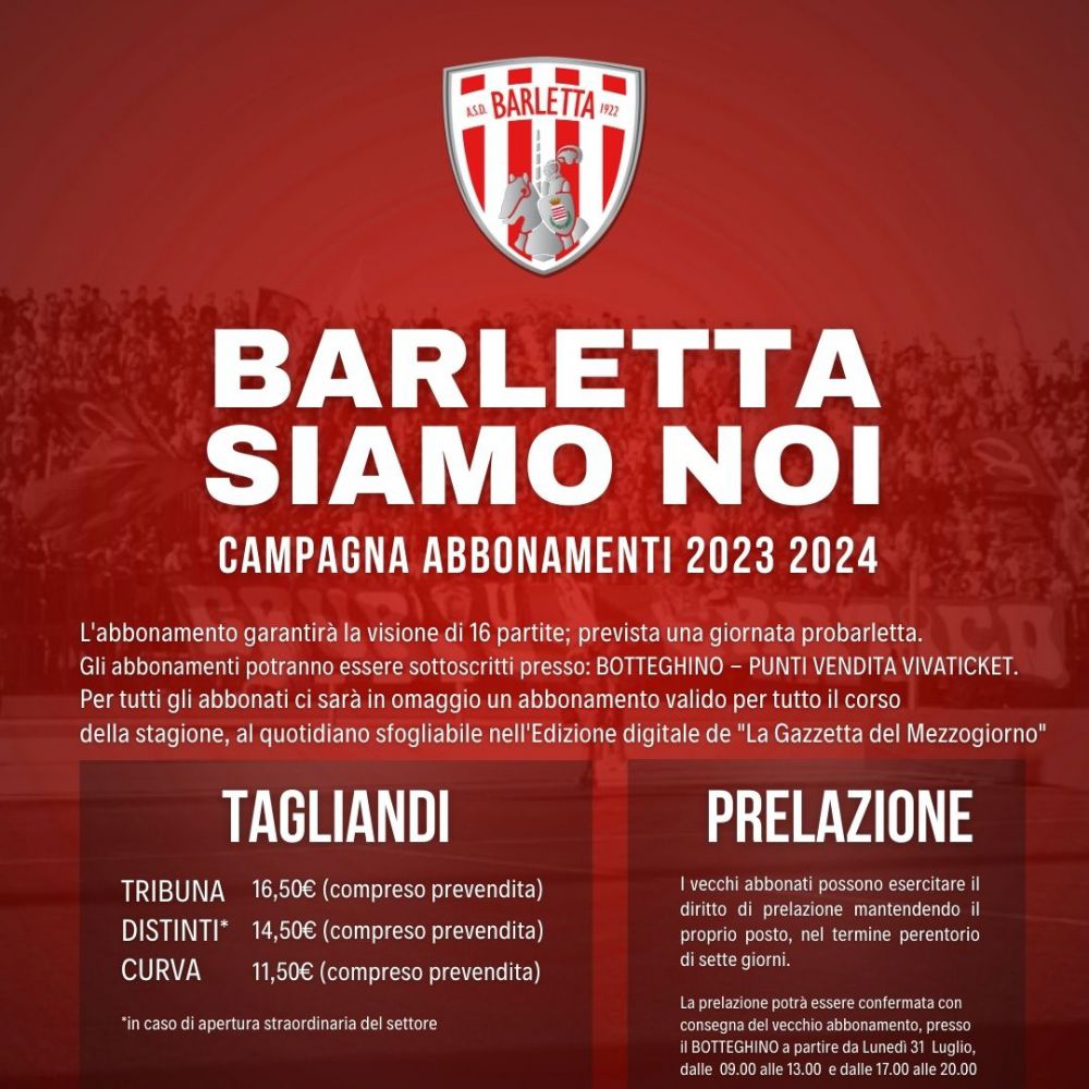 Campagna abbonamenti Barletta Calcio