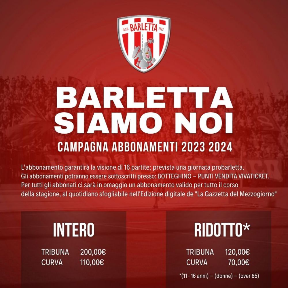Campagna abbonamenti Barletta Calcio