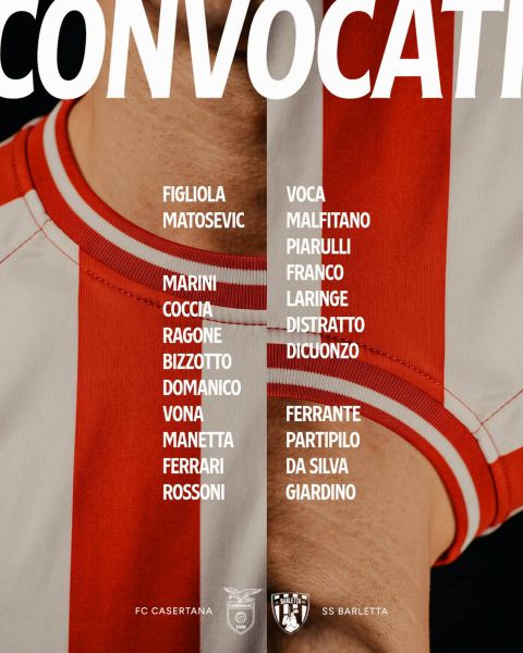 Casertana - Barletta 1922, i convocati