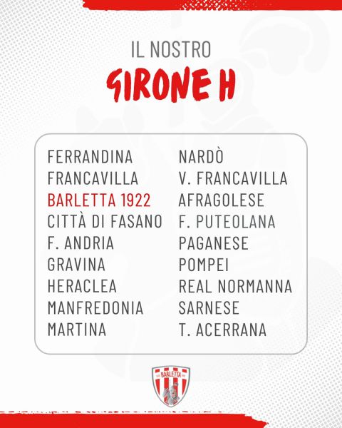 Barletta 1922, gli avversari del girone H di Serie D